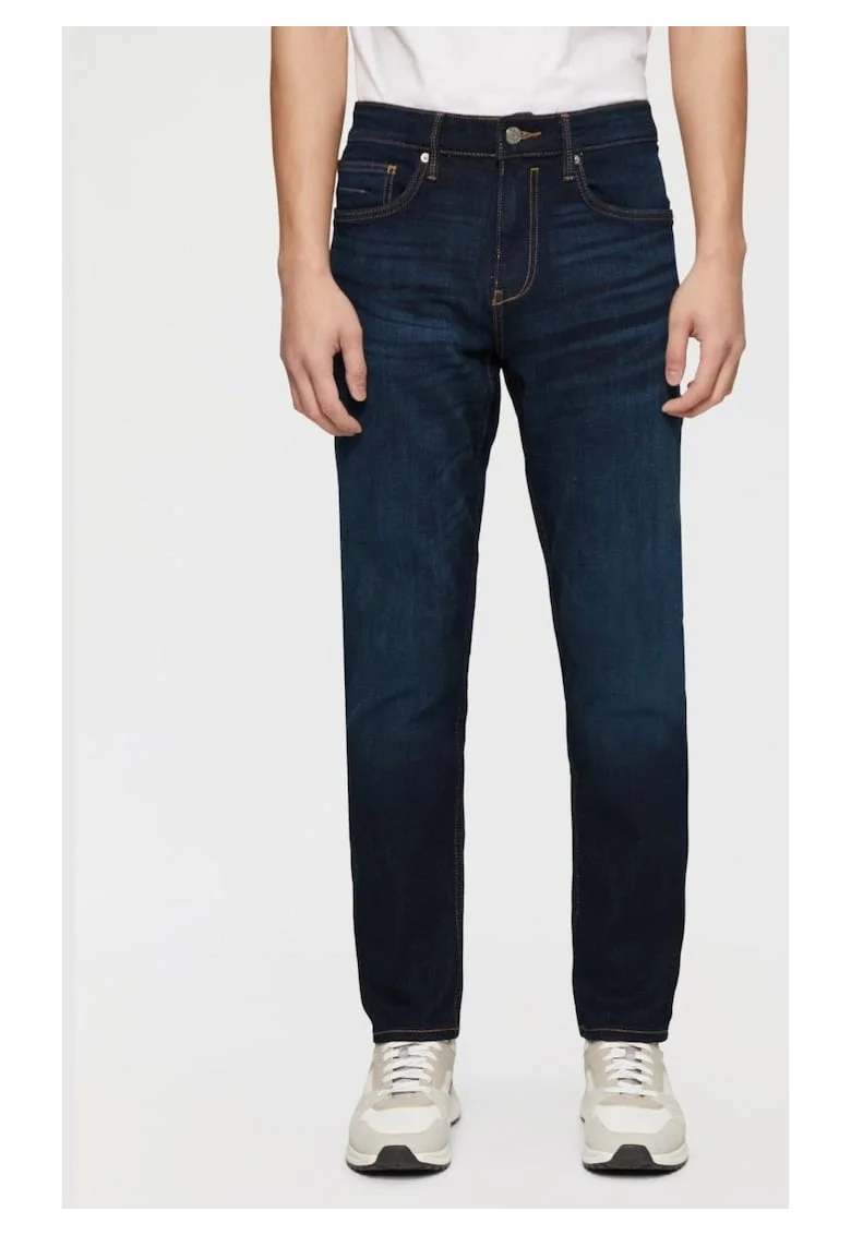 Blugi barbati Nelio, cu talie medie si croiala Slim Fit, Slim Leg,, Bleumarin inchis