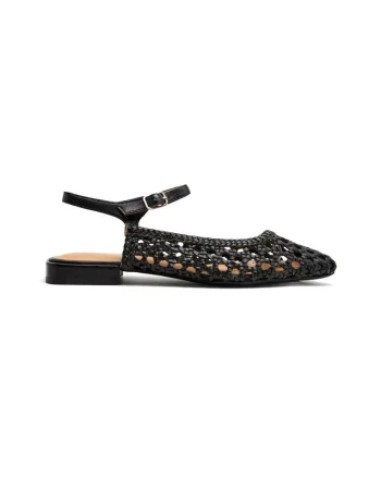 Balerini de piele cu aspect impletit Deblois, Negru