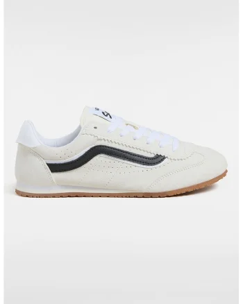 Pantofi sport unisex low cut din piele, Crem/Bleumarin