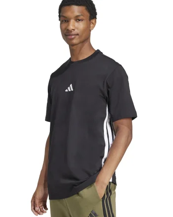 Tricou din bumbac cu decolteu la baza gatului si logo, Alb/Negru stins