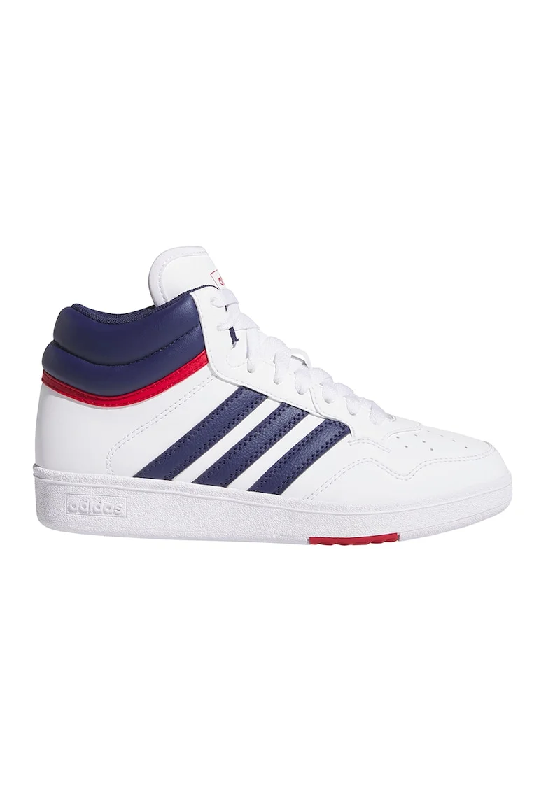 Pantofi sport mid-high de piele ecologica Hoops 4.0, Alb/Albastru inchis