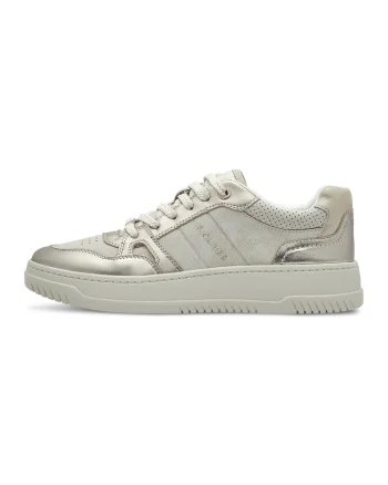 Pantofi sport din piele ecologica cu garnituri metalice, Auriu/Bej inchis