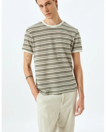 Tricou regular fit in dungi, Alb/Kaki