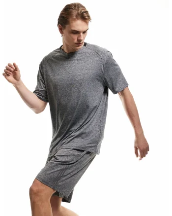 Tricou lejer cu decolteu la baza gatului, Gri melange