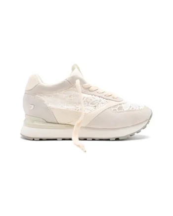 Pantofi sport din piele intoarsa cu garnituri din dantela Milladore, Alb