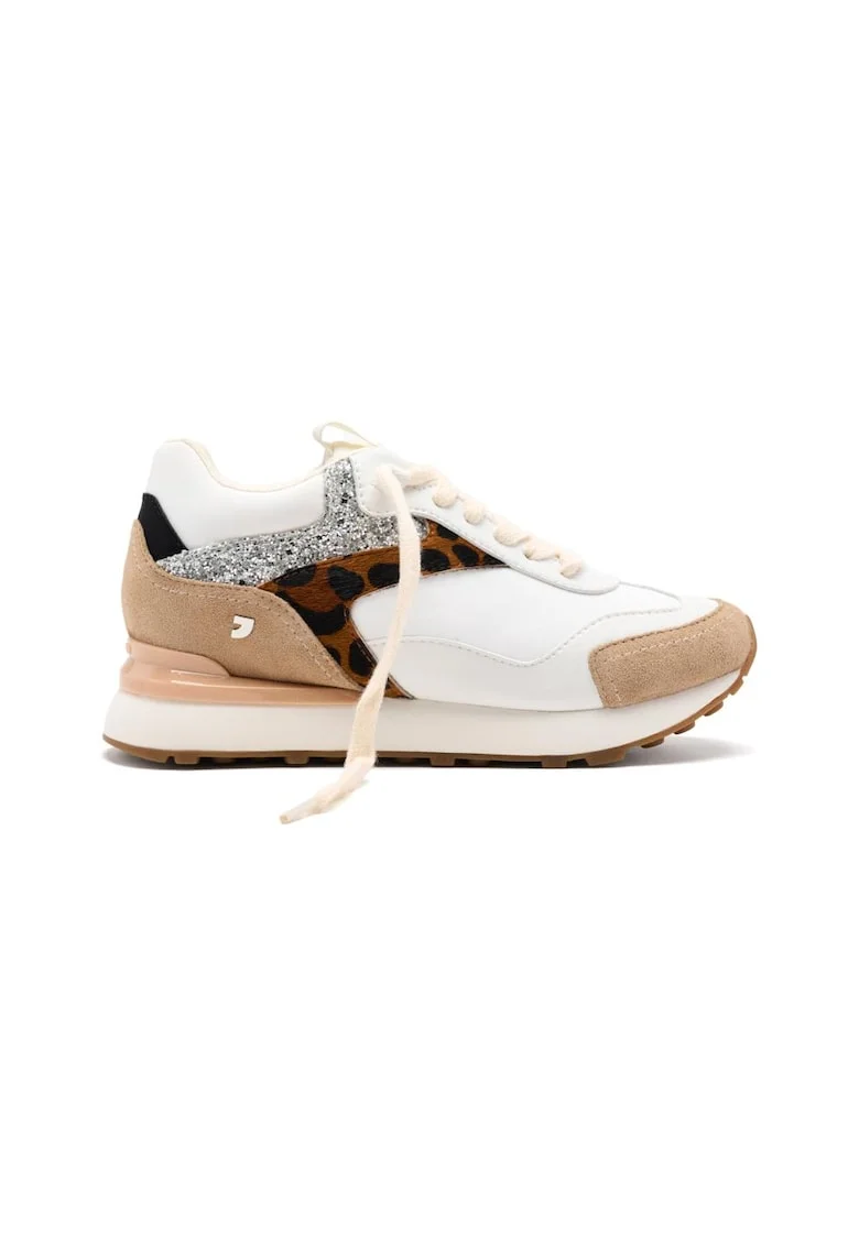 Pantofi sport cu garnituri de piele Etna, Maro inchis/Maro nisip
