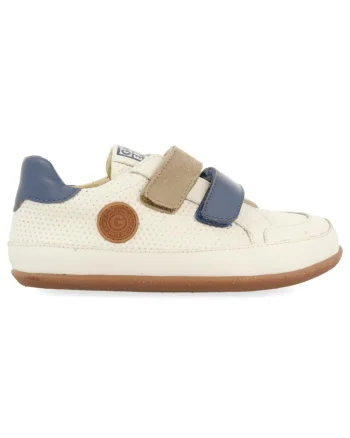Pantofi sport din piele cu velcro, Alb