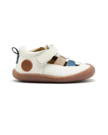 Sandale din piele cu inchidere velcro, Alb