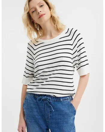 Pulover cu maneci raglan, Negru/Alb murdar