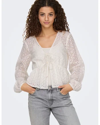 Bluza cu aspect perforat, Alb