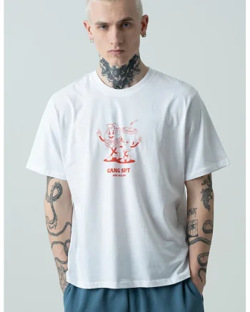 Tricou cu imprimeu grafic Jorunoexpect, Alb/Caramiziu
