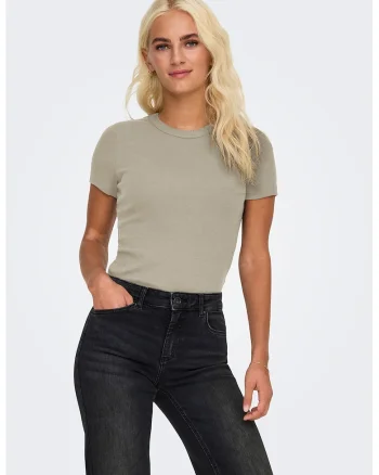 Tricou slim fit din amestec de bumbac organic Val, Gri deschis