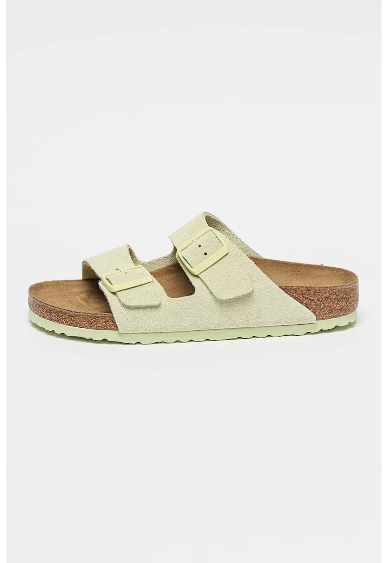 Papuci narrow fit unisex de piele intoarsa Arizona, Verde pal