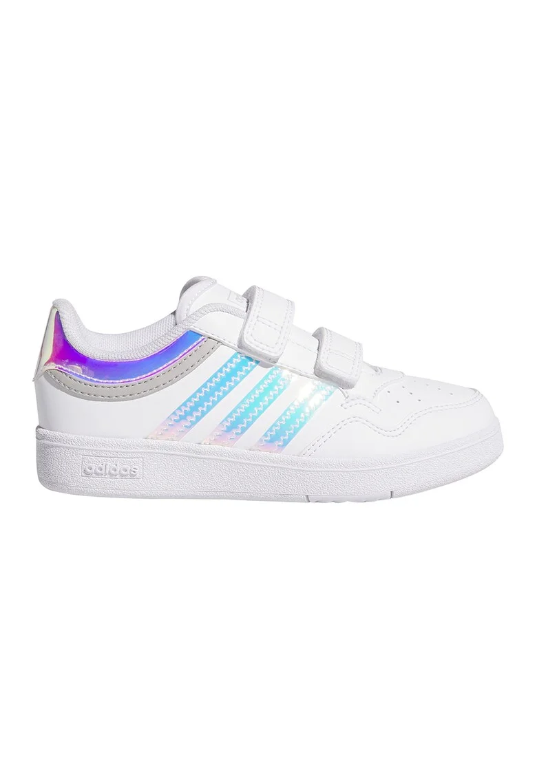 Pantofi sport din piele ecologica cu logo contrastant Hoops 4.0, Alb/Albastru azur/Roz