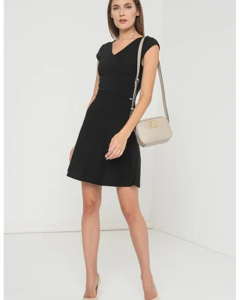 Rochie evazata cu decolteu in V, Negru