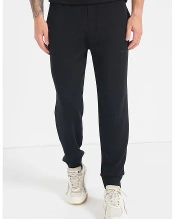 Pantaloni sport din amestec de modal cu detaliu logo, Negru