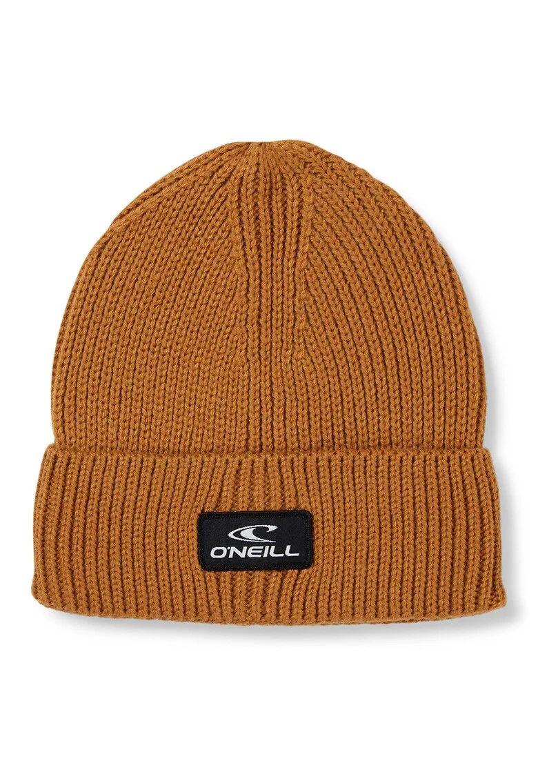 Caciula unisex striata cu aplicatie logo Bouncer, Galben inchis