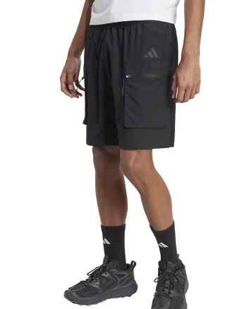 Pantaloni scurti cargo cu snur de ajustare, Negru