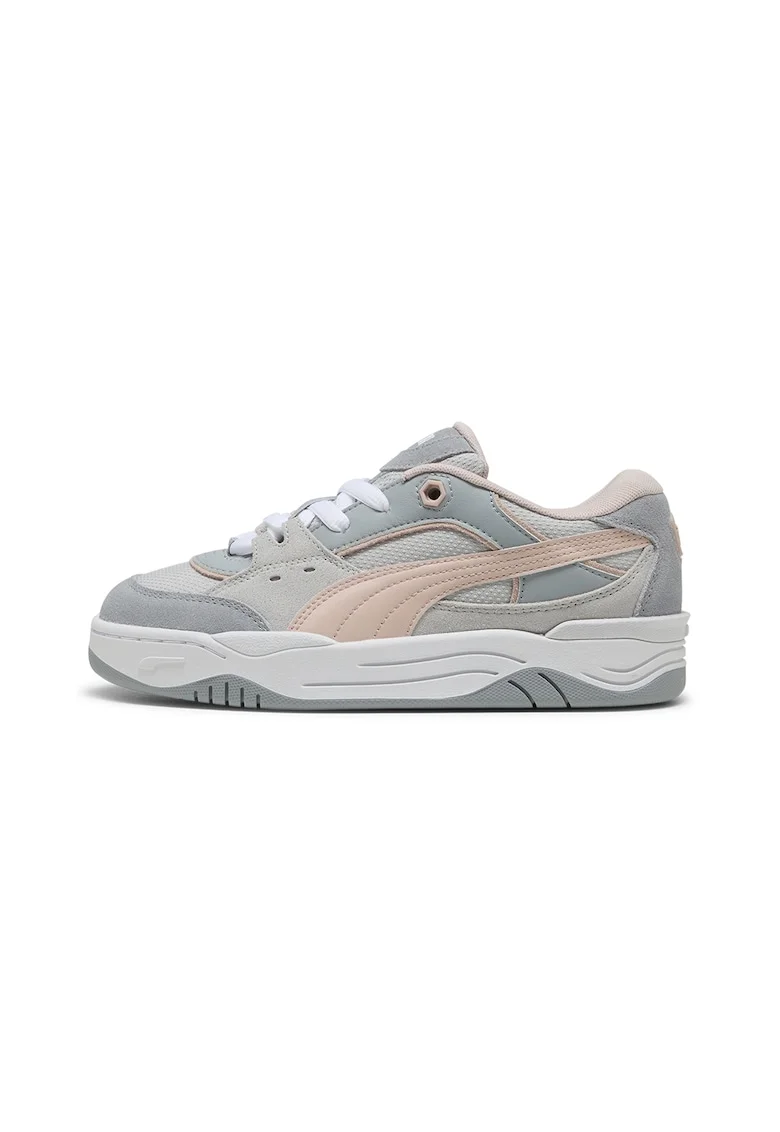Pantofi sport unisex cu detalii din piele intoarsa ecologica 180, Gri/Roz somon