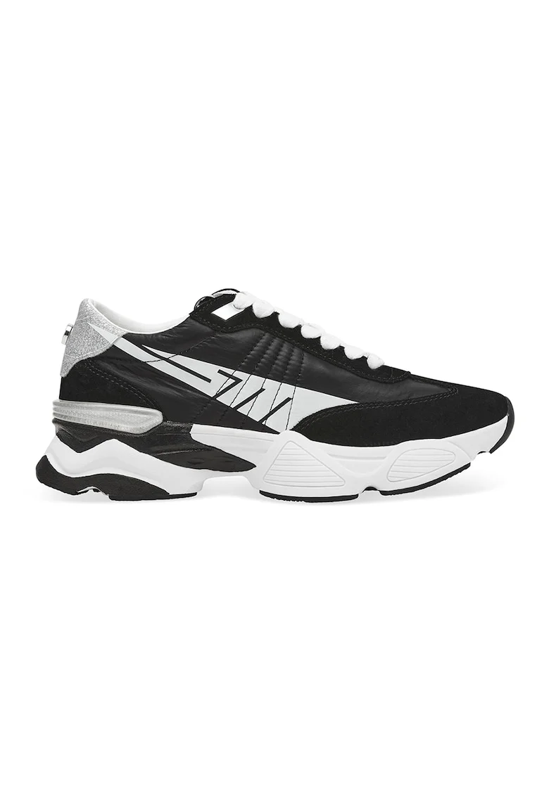 Pantofi sport demi-wedge, Alb/Negru