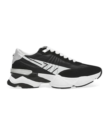 Pantofi sport demi-wedge, Alb/Negru