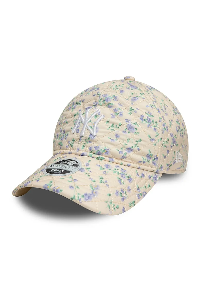 Sapca matlasata cu model floral, Albastru prafuit/Alb optic/Bej deschis