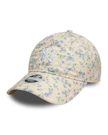 Sapca matlasata cu model floral, Albastru prafuit/Alb optic/Bej deschis