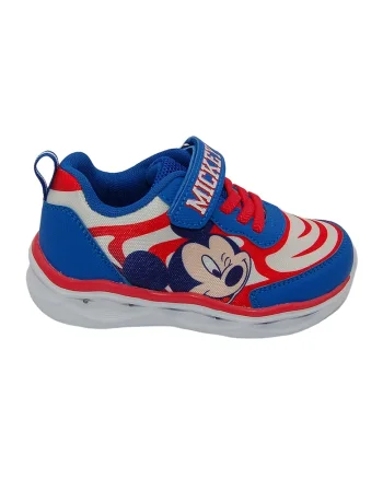 Pantofi sport cu LED-uri Mickey Mouse, Rosu/Albastru/Crem