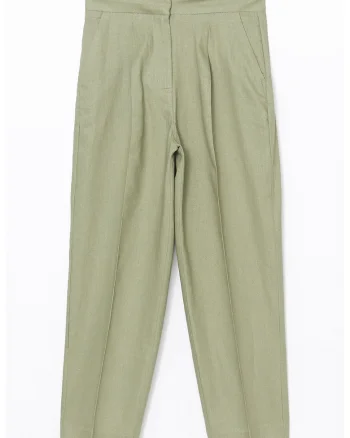 Pantaloni din amestec de in, Verde fistic