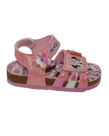 Sandale cu velcro Minnie Mouse, Negru/Roz/Crem