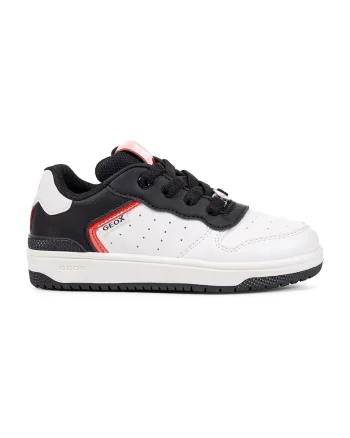 Pantofi sport de piele ecologica cu perforatii, Rosu/Alb/Negru
