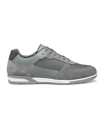Pantofi sport de piele ecologica cu garnituri de piele intoarsa si material textil, Gri cenusiu