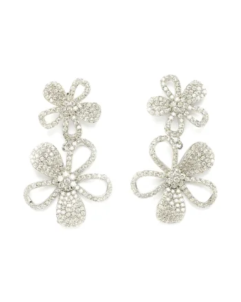 Cercei dubli cu model floral, Transparent