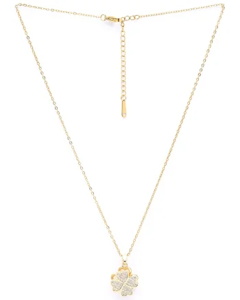 Colier cu cristale Clover Sparkle, Auriu/Transparent