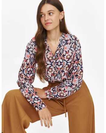Bluza-tunica cu model floral, Lila/Bleumarin