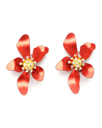 Cercei de aluminiu in forma de floare, Rosu