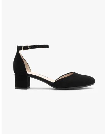 Pantofi din piele intoarsa cu bareta pe glezna Sybilla, Negru