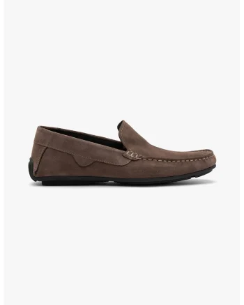 Pantofi loafer din piele cu talpa aderenta, Maro