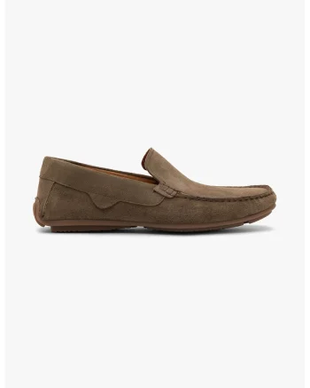 Pantofi loafer din piele cu talpa aderenta, Verde masliniu