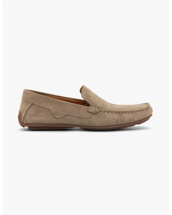 Pantofi loafer din piele cu talpa aderenta, Kaki