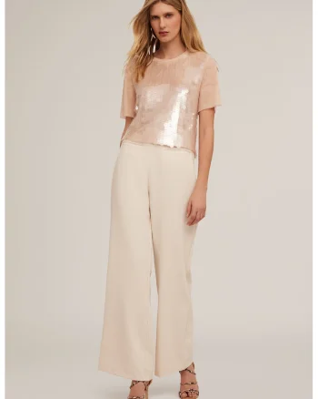Pantaloni cu croiala ampla, Crem
