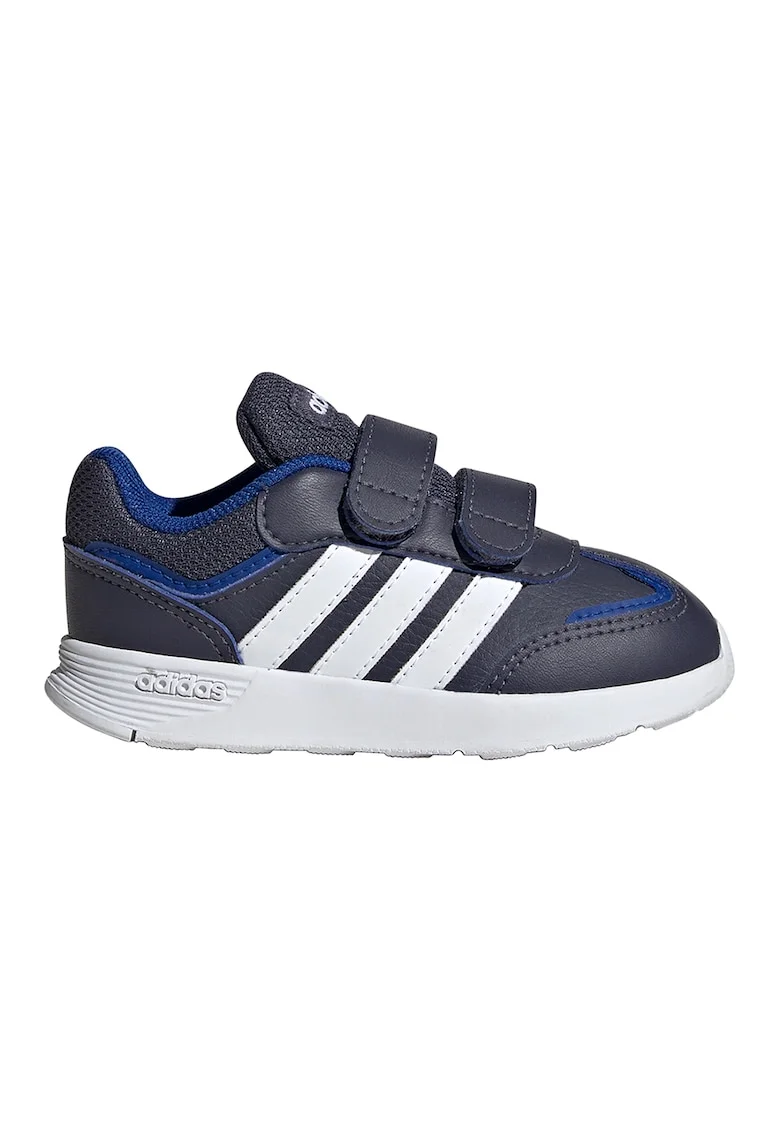Pantofi sport de piele ecologica cu velcro Tensaur, Alb/Albastru ultramarin