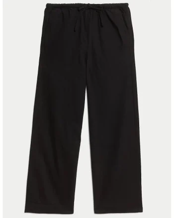 Pantaloni din amestec de lyocell cu snur, Negru