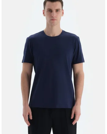 Tricou din amestec de modal si bumbac, Bleumarin