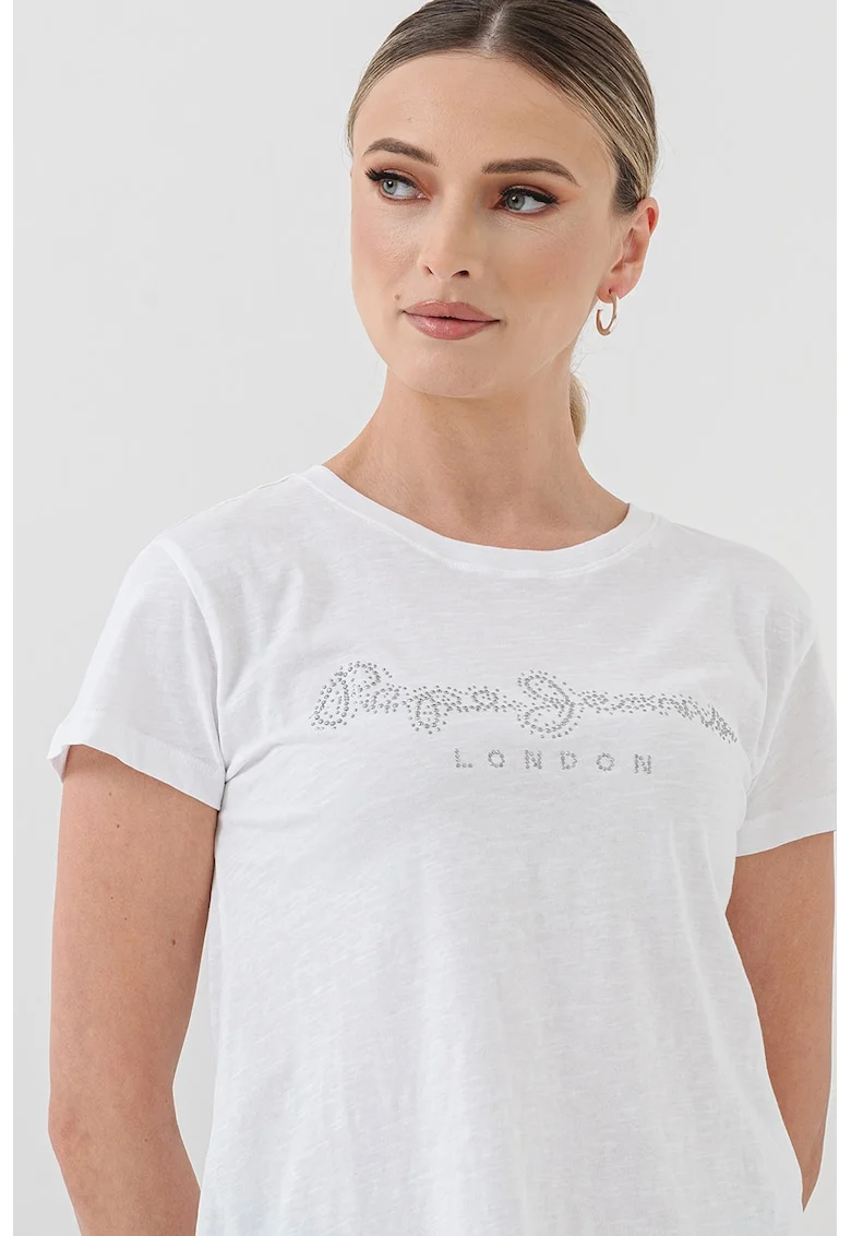 Tricou cu imprimeu logo Ryleigh, Alb/Argintiu