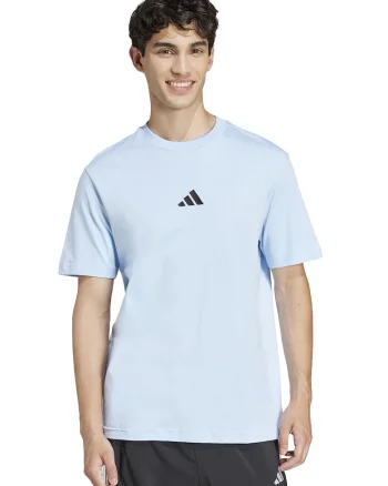Tricou din bumbac cu logo brodat, Albastru glaciar