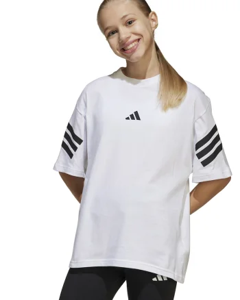 Tricou cu decolteu la baza gatului si logo, Alb/Negru