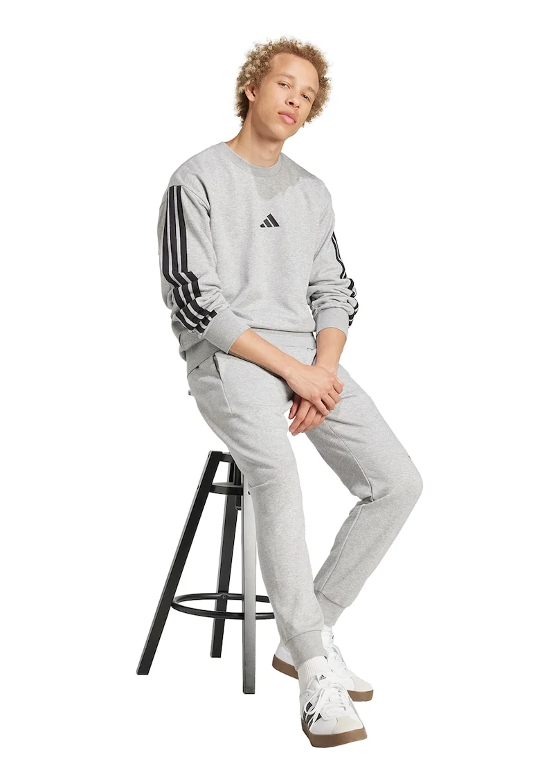 Pantaloni de trening cu talie ajustabila, Negru/Gri deschis melange