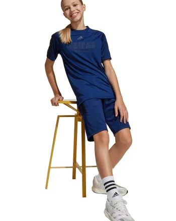 Tricou cu logo si decolteu la baza gatului, Albastru inchis