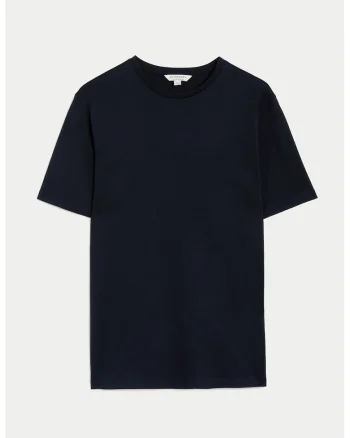 Tricou uni cu decolteu la baza gatului, Bleumarin